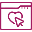 Icon of a maroon file folder with a heart that is being "clicked" on.