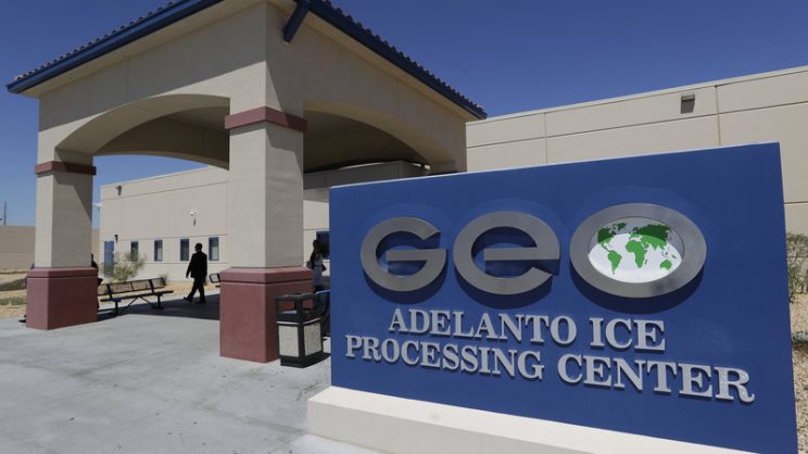 photo of GEO-run ICE detention center in Adelanto, CA.